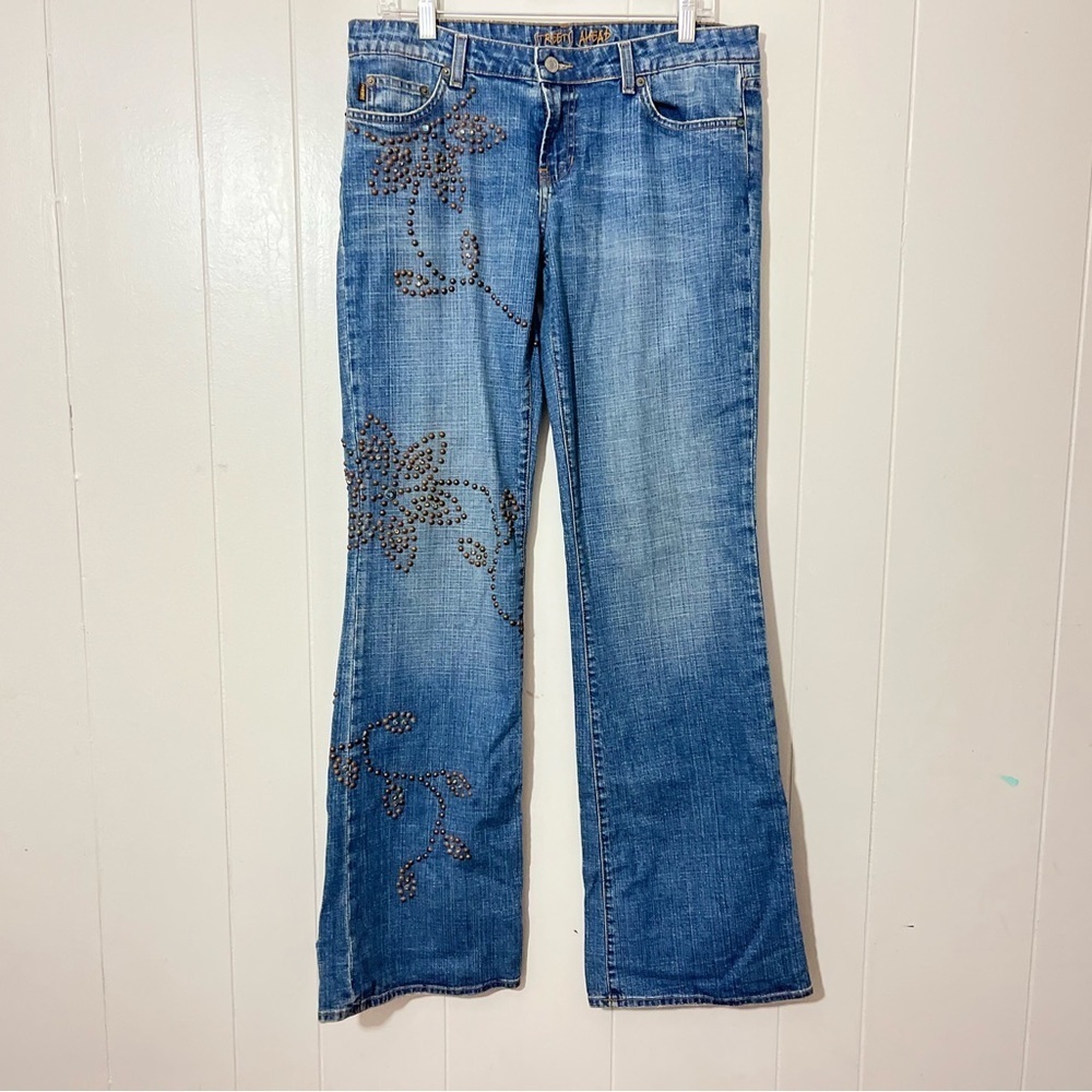 Streets Ahead Women Jeans Bling Studs Cross Made In USA  Size 31
